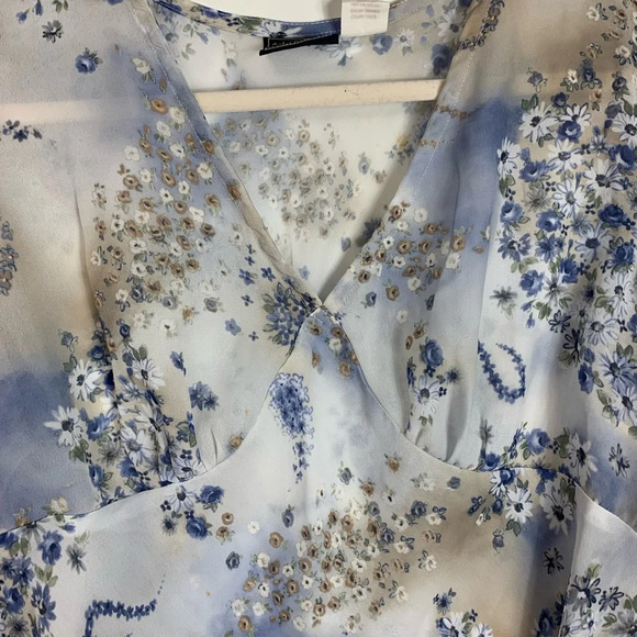 Route 66 VTG Y2K Floral Top Babydoll Belle Sleeves Sheer  Fairycore XL *READ - Picture 8 of 15